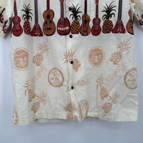 Vintage Hawaiian Togs Button Front Short Sleeve Shirt Size XL Guitars Pineapples - Picture 6 of 11